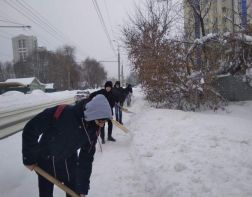 В Пензе студенты и школьники очищали город от снега